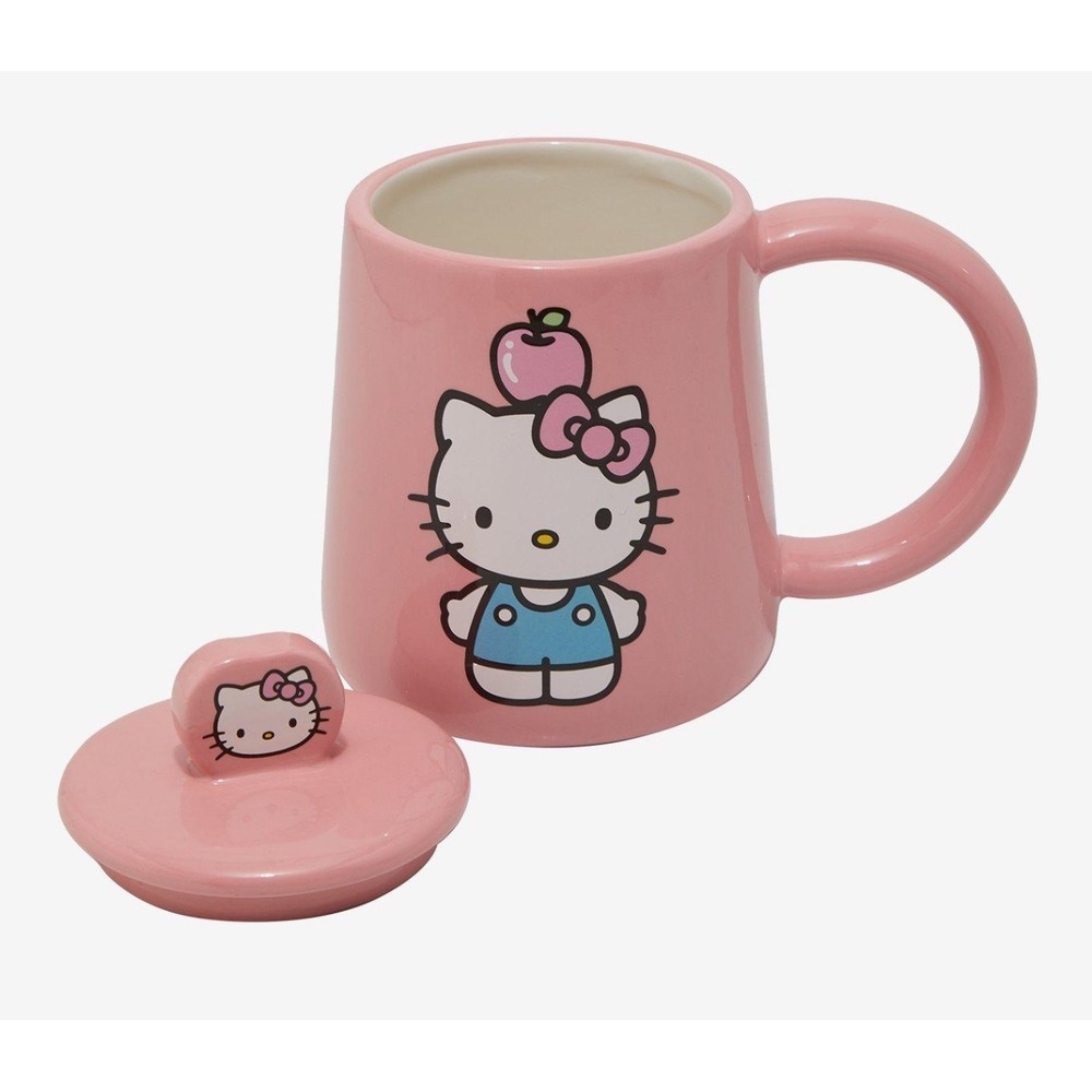 Hello‎ Kitty Apple Mug With Lid Sanrio Pink Coffee Tea Cup Kawaii New - Picture 3 of 5
